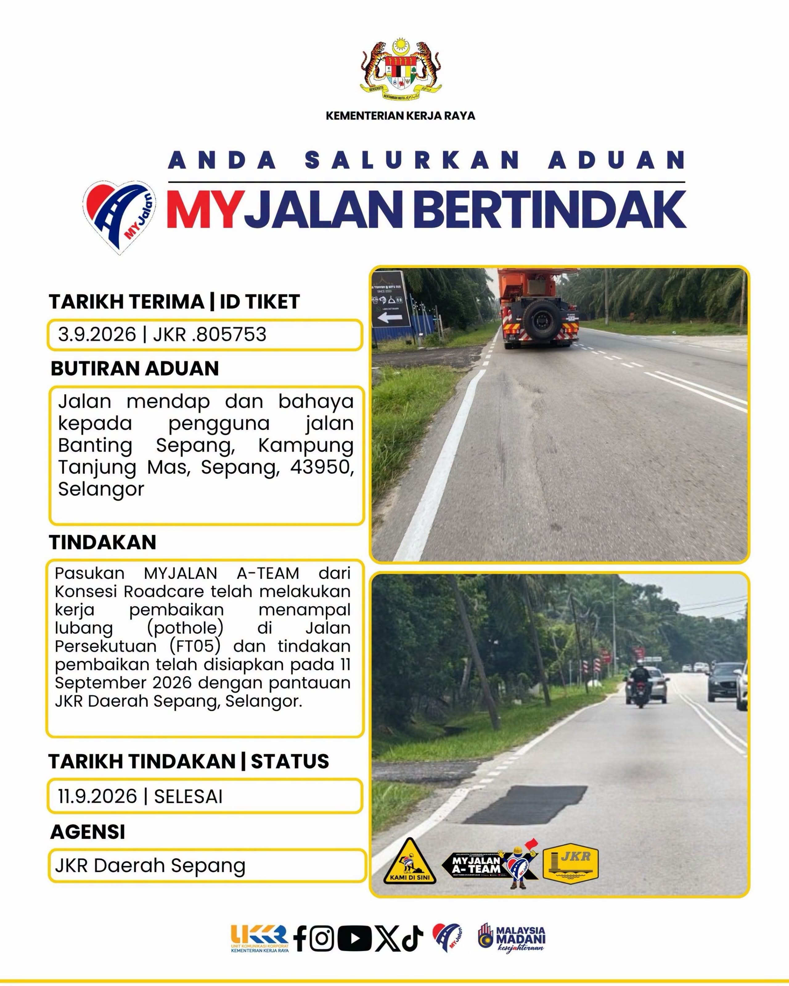 11 September 2026 - JKR Daerah Sepang